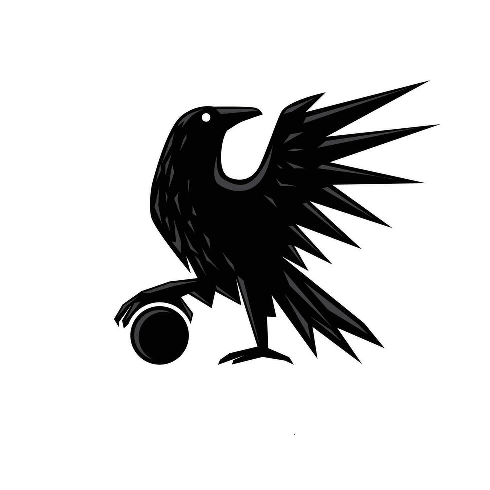 raven carried black ball silhouette vector