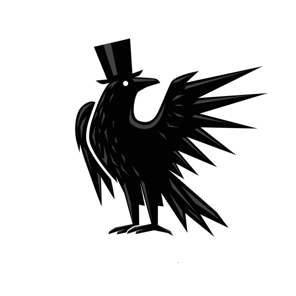 black crow wearing hat vector