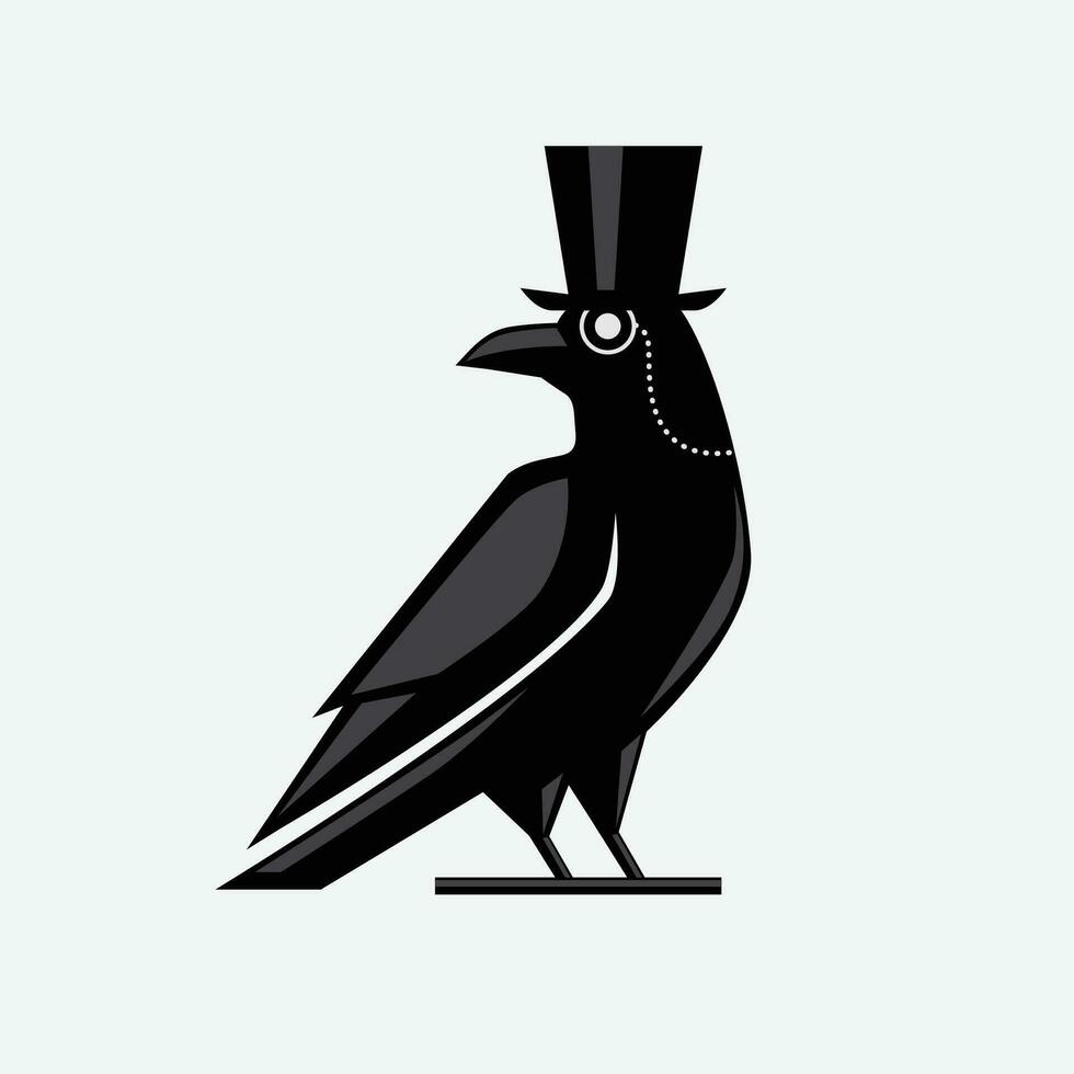 black crow wearing hat vector