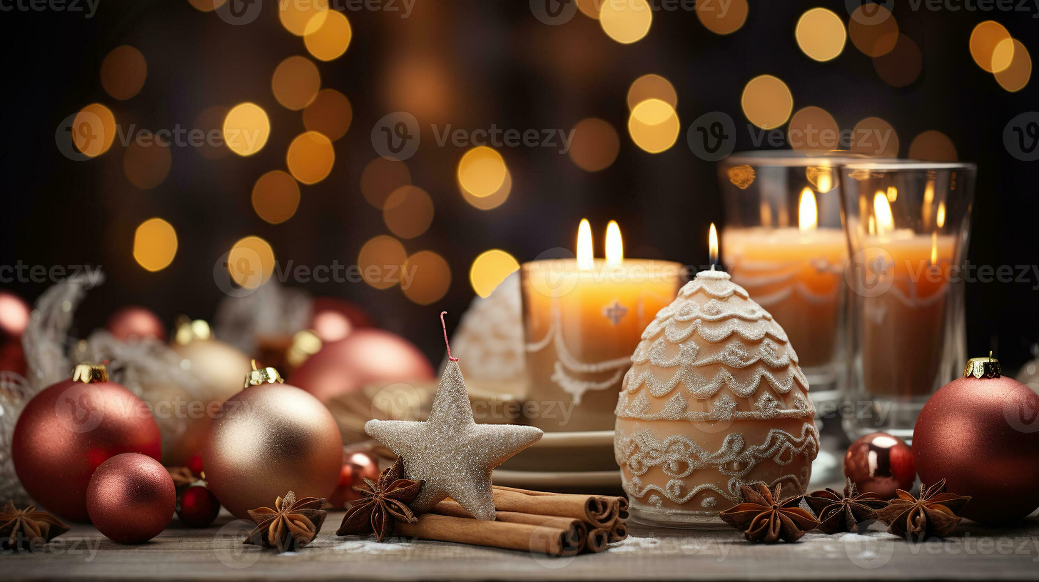 Candlelit Christmas - Transforming Spaces into Winter Wonderlands. Generative AI 32488927 Stock 
