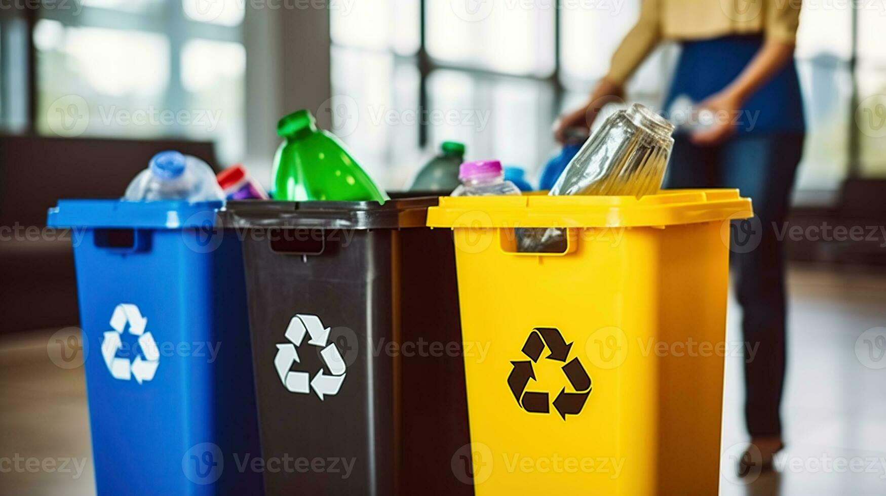 Eco-Friendly Office Practices. Waste Separation and Recycling. Generative AI photo