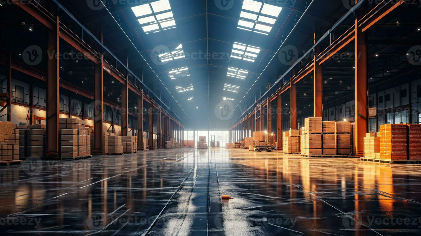 Potential of an Empty Warehouse in the Heart of a Strategic Hub. Generative AI photo
