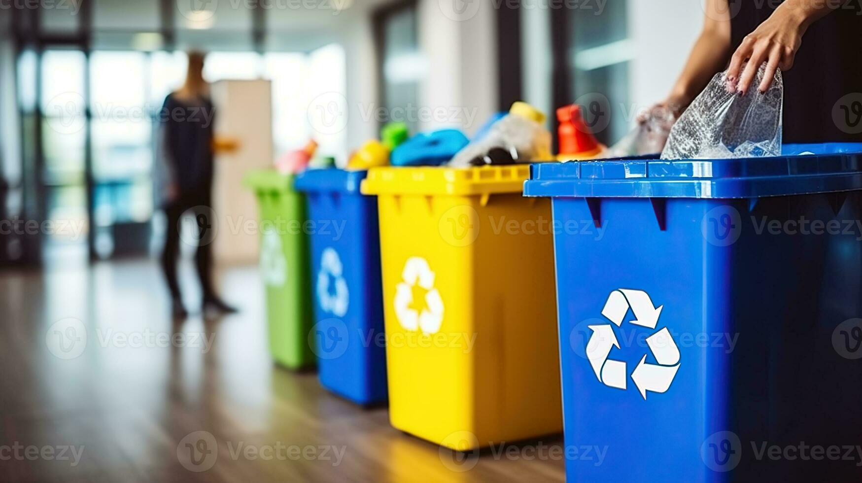 Eco-Friendly Office Practices. Waste Separation and Recycling. Generative AI photo