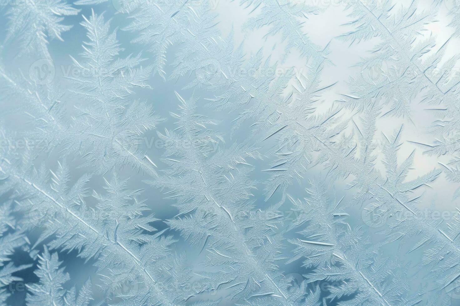 A frost pattern on a windowpane. Ice crystals or cold winter background. Generative AI photo