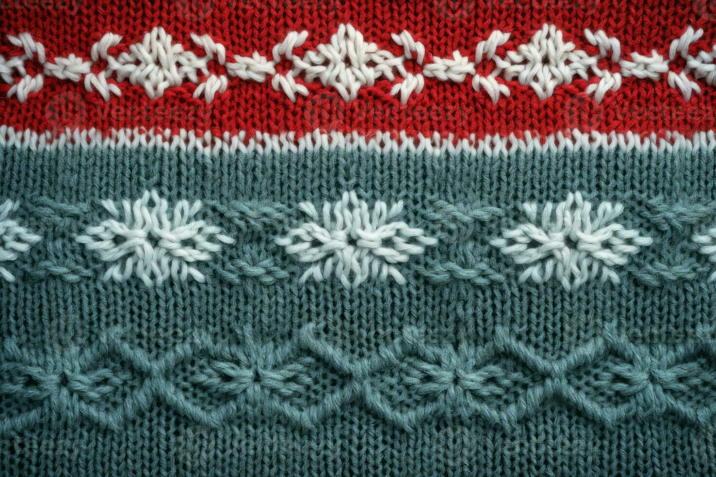 Retro handmade Christmas sweater knit texture. Generative AI photo