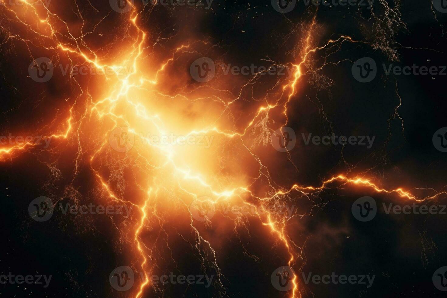 Flash of lightning on dark background. Thunderstorm. Generative AI photo
