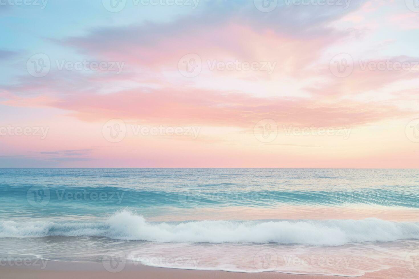 suave pastel puesta de sol terminado el océano. calmante antecedentes. generativo ai foto