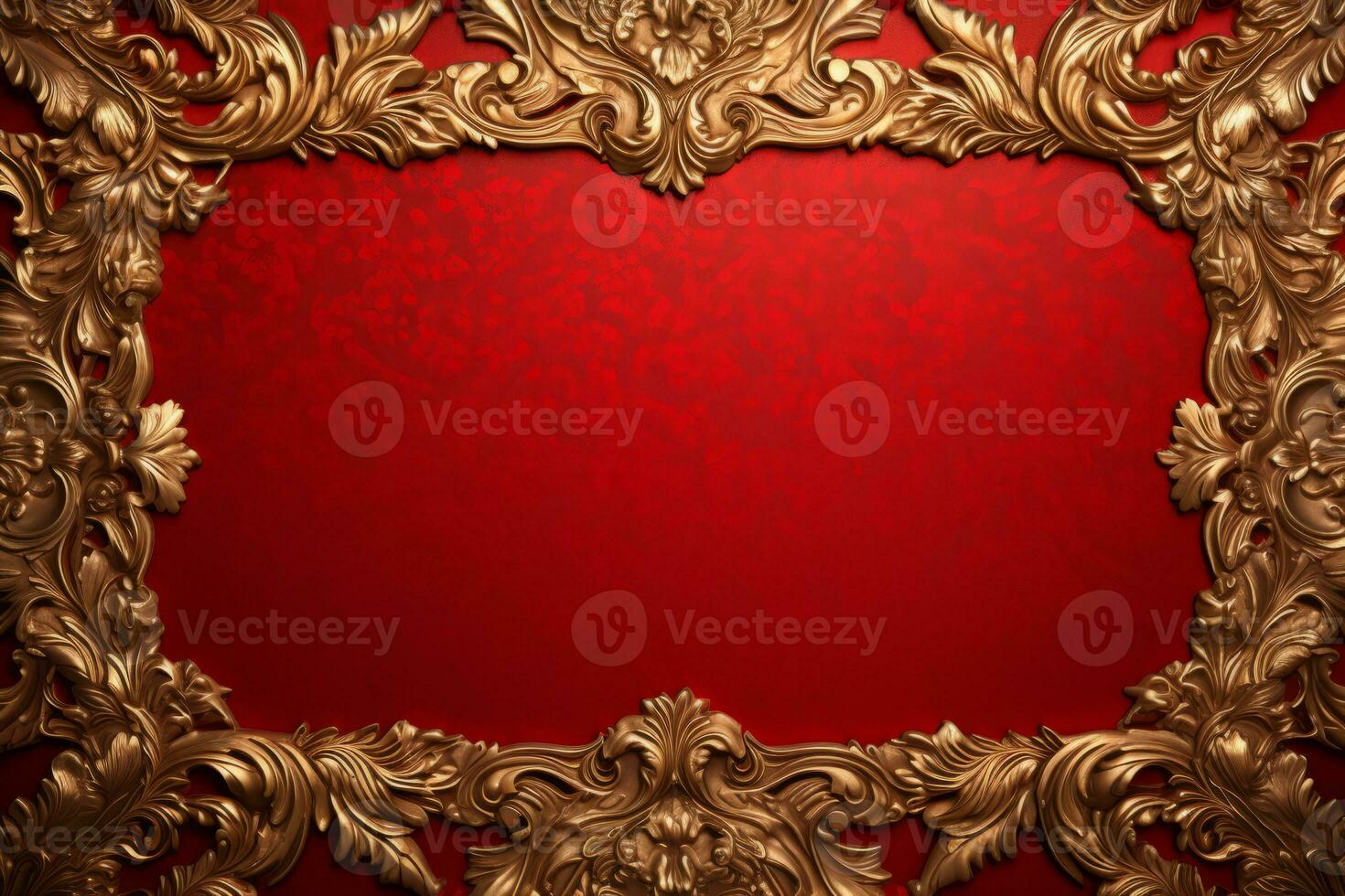 Luxurious vintage frame in red and gold colors. Generative AI photo