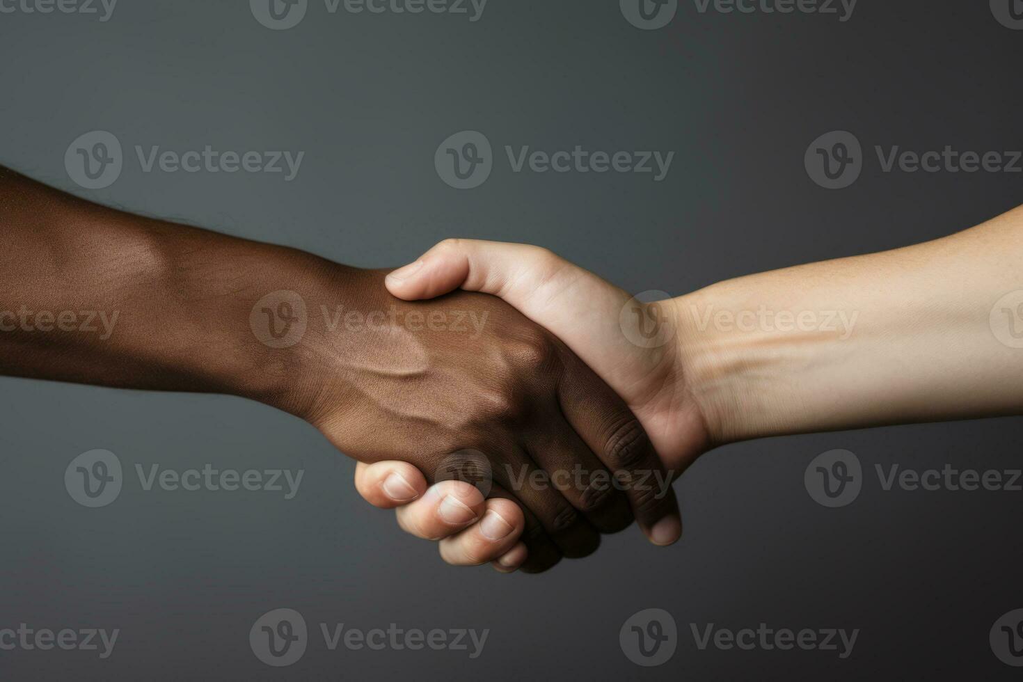 Black and caucasian hands holding each other in tolerance and anti racism concept. Generative AI photo