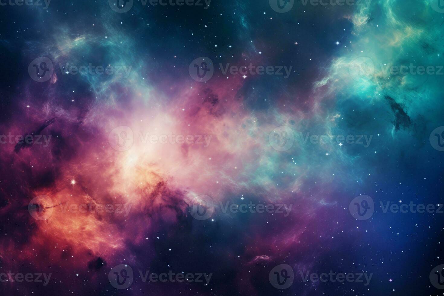 Celestial background in mesmerizing colors and patterns of a nebula in outer space. Generative AI photo