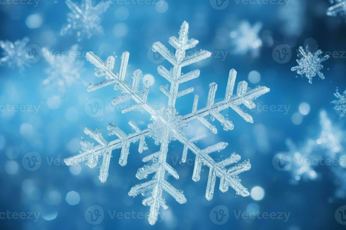 Frosted glitter snowflake overlays in pales blues and whites colors. Generative AI photo