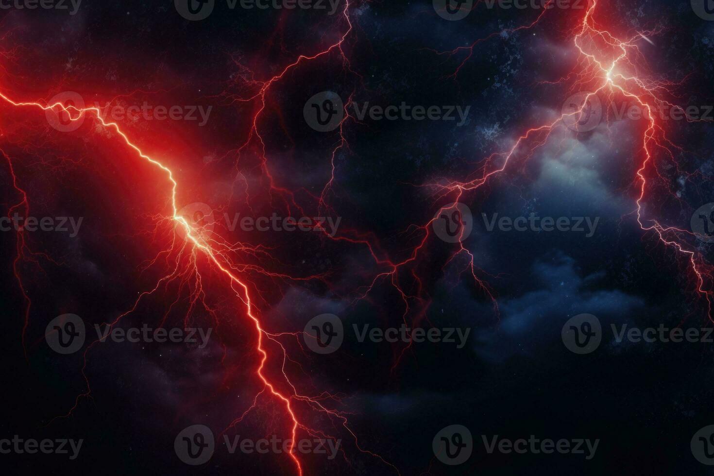 Flash of lightning on dark background. Thunderstorm. Generative AI photo