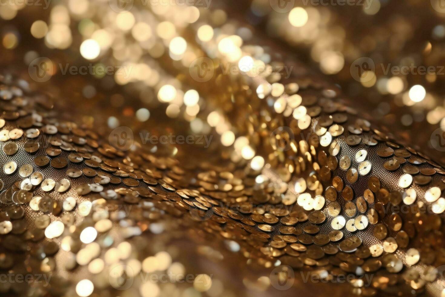 Original festive background image of sparkling sequins. Fabric texture with shiny sequins. Generative AI photo