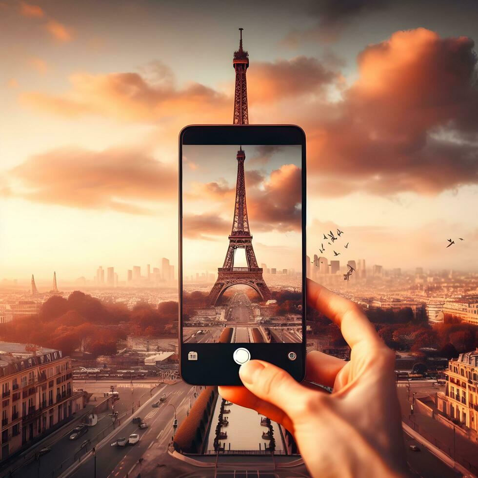 Paris Unveiled, A Timeless Glimpse of the Majestic Eiffel Tower. AI Generated photo