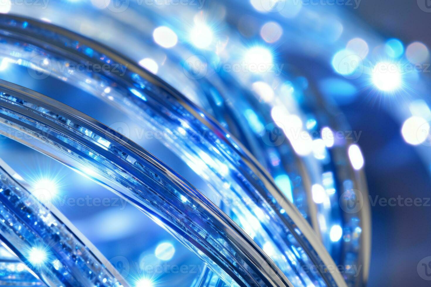 Shiny tinsel borders in blue color. Christmas festive background. New year celebration. Generative AI photo