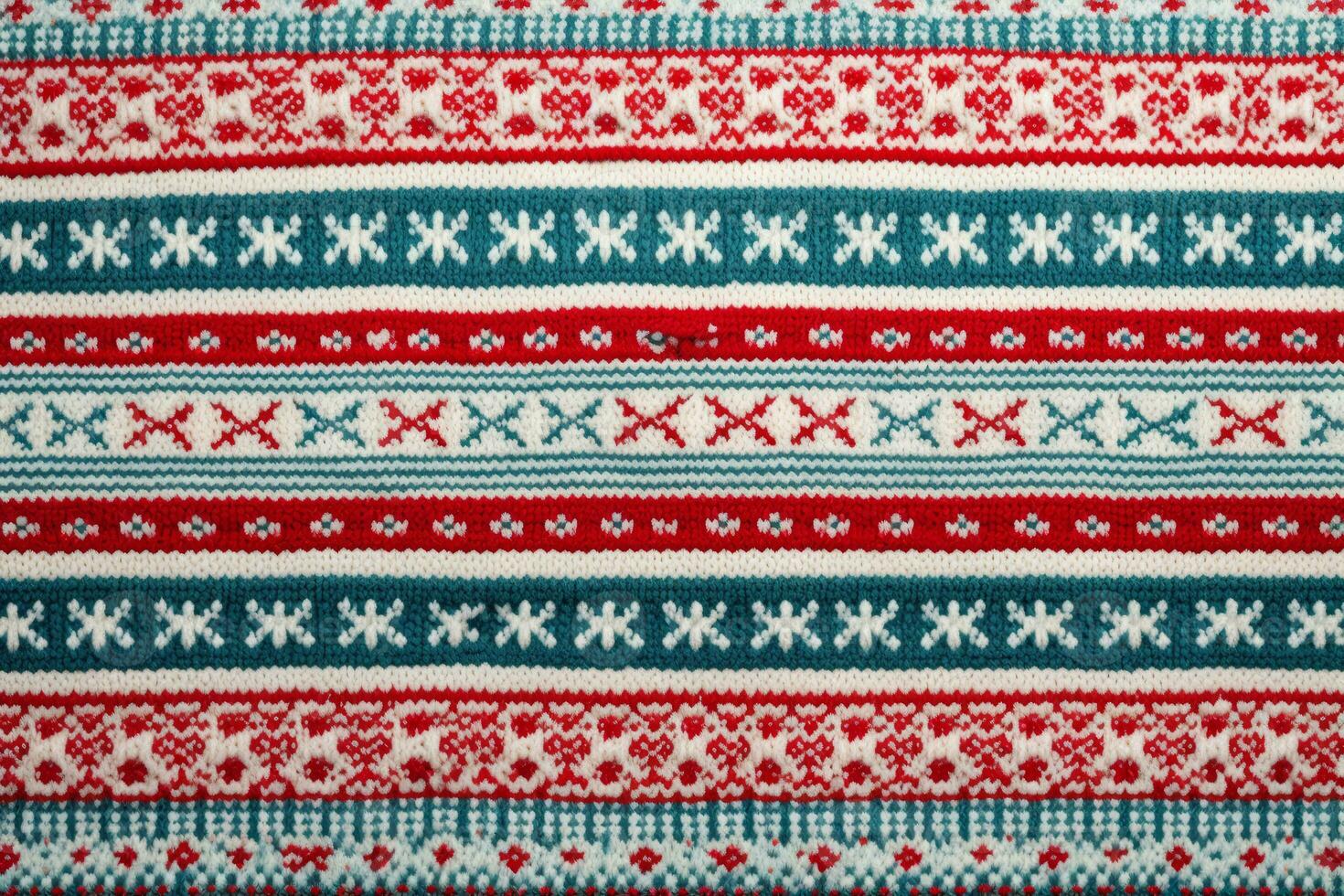 Retro handmade Christmas sweater knit texture. Generative AI photo
