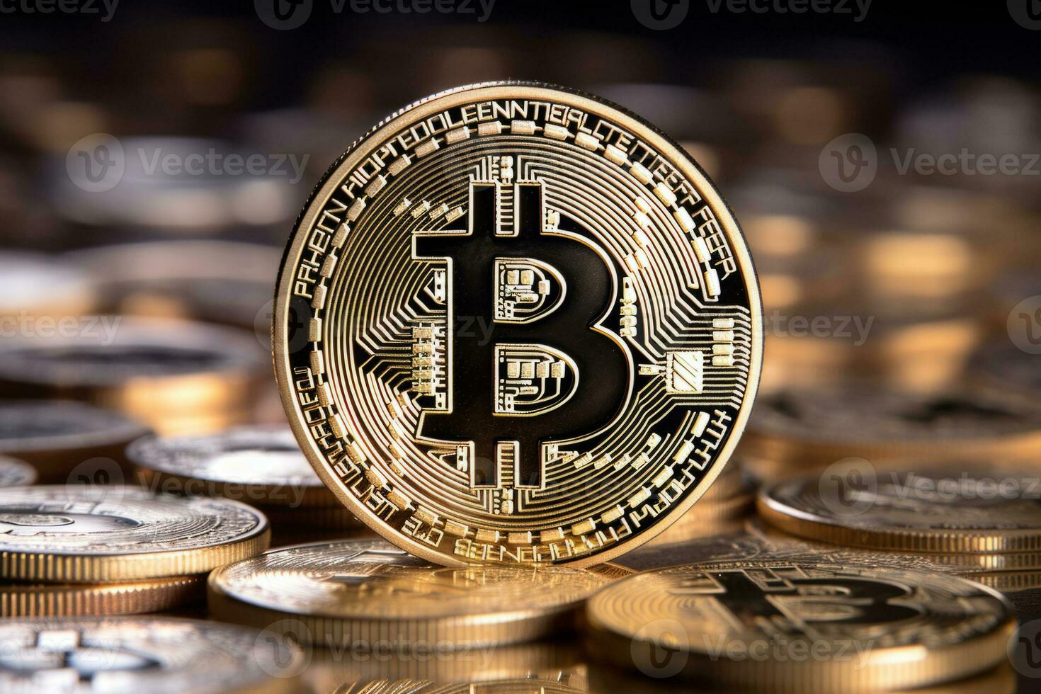 Bitcoin cryptocurrency. Currency technology business internet concept. Generative AI photo