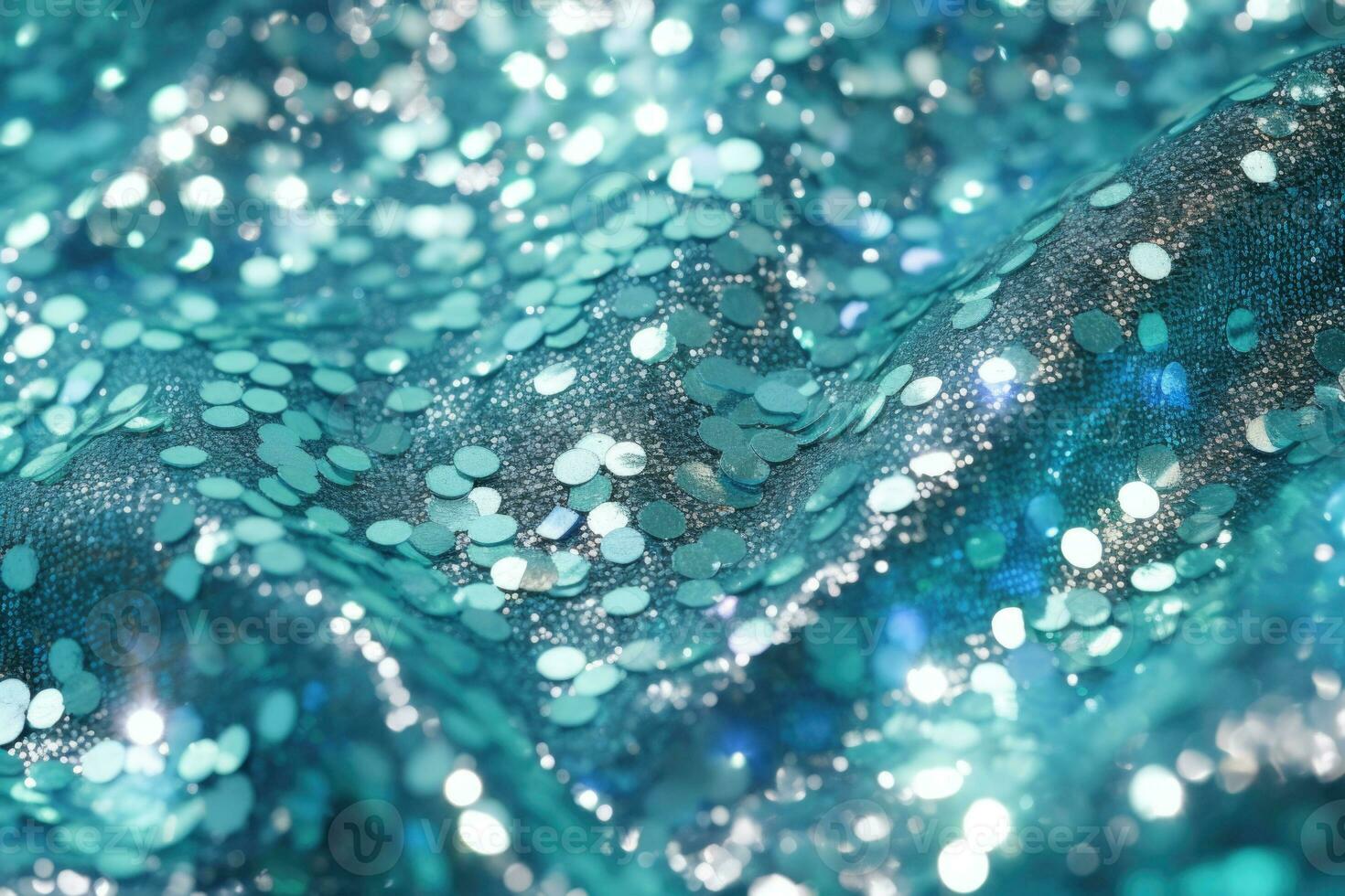 Original festive background image of sparkling sequins. Fabric texture with shiny sequins. Generative AI photo