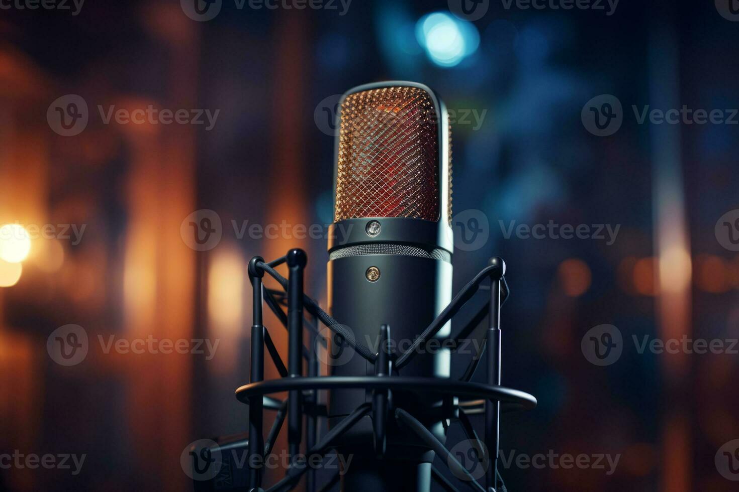 Studio condenser microphone. Generative AI photo