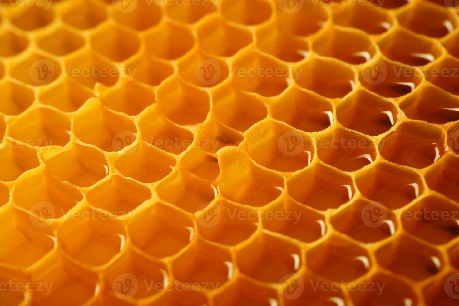 Honeycombs with sweet golden honey. Section of wax honeycomb. Generative AI photo