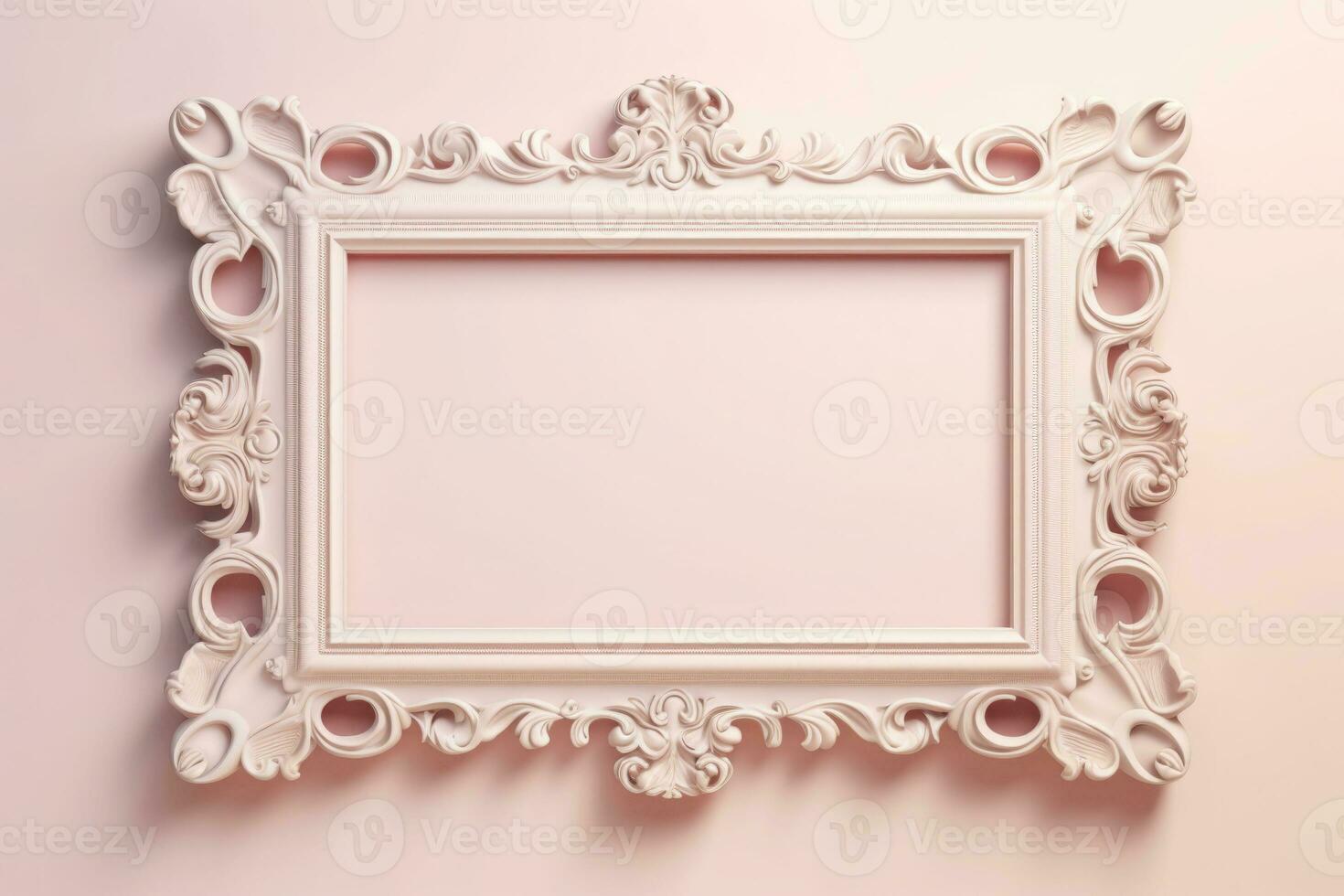 Pastel rectangle decorative ornate picture frame. AI generated photo