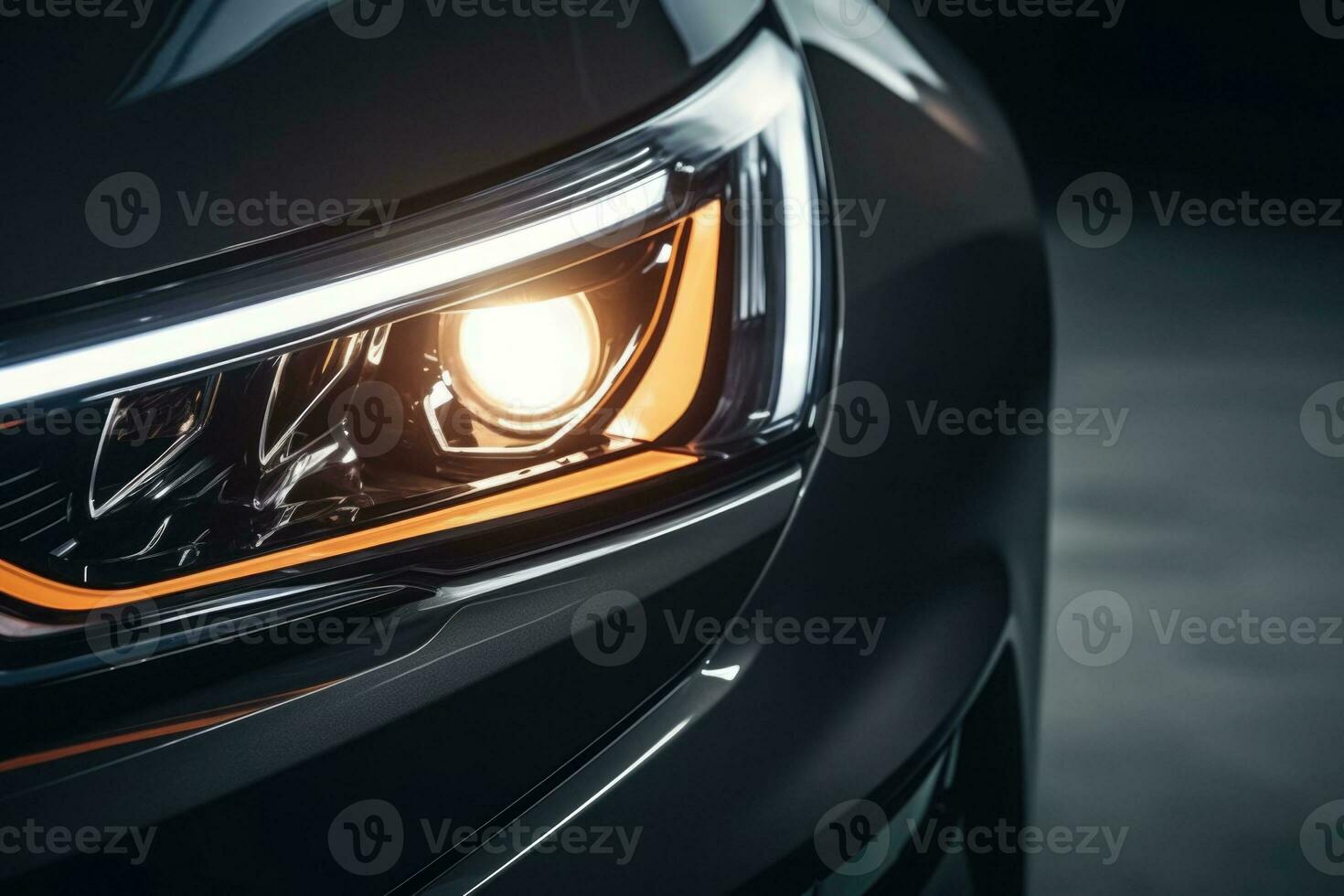 Lamp of modern car headlight. Close up view. Generative AI photo