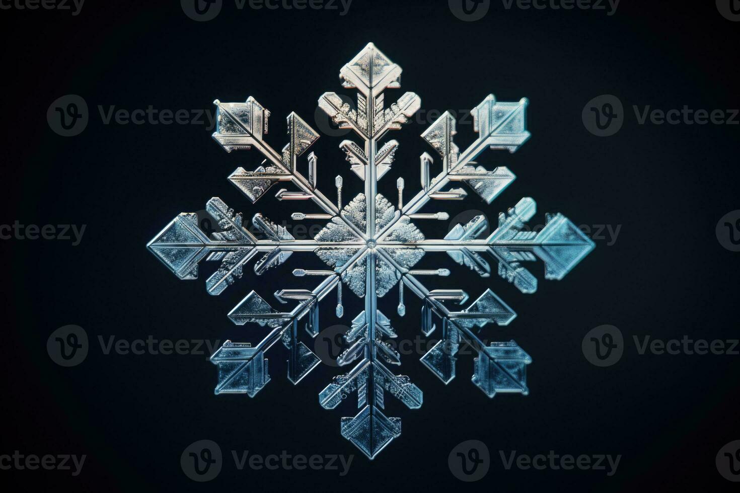 Snowflake on a dark blue background. AI generated photo
