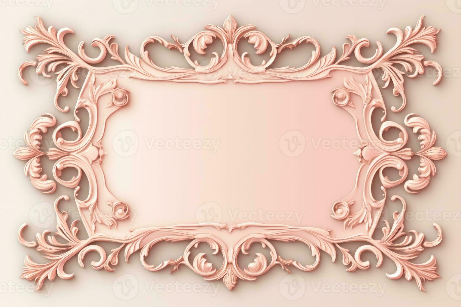 Pastel rectangle decorative ornate picture frame. AI generated photo