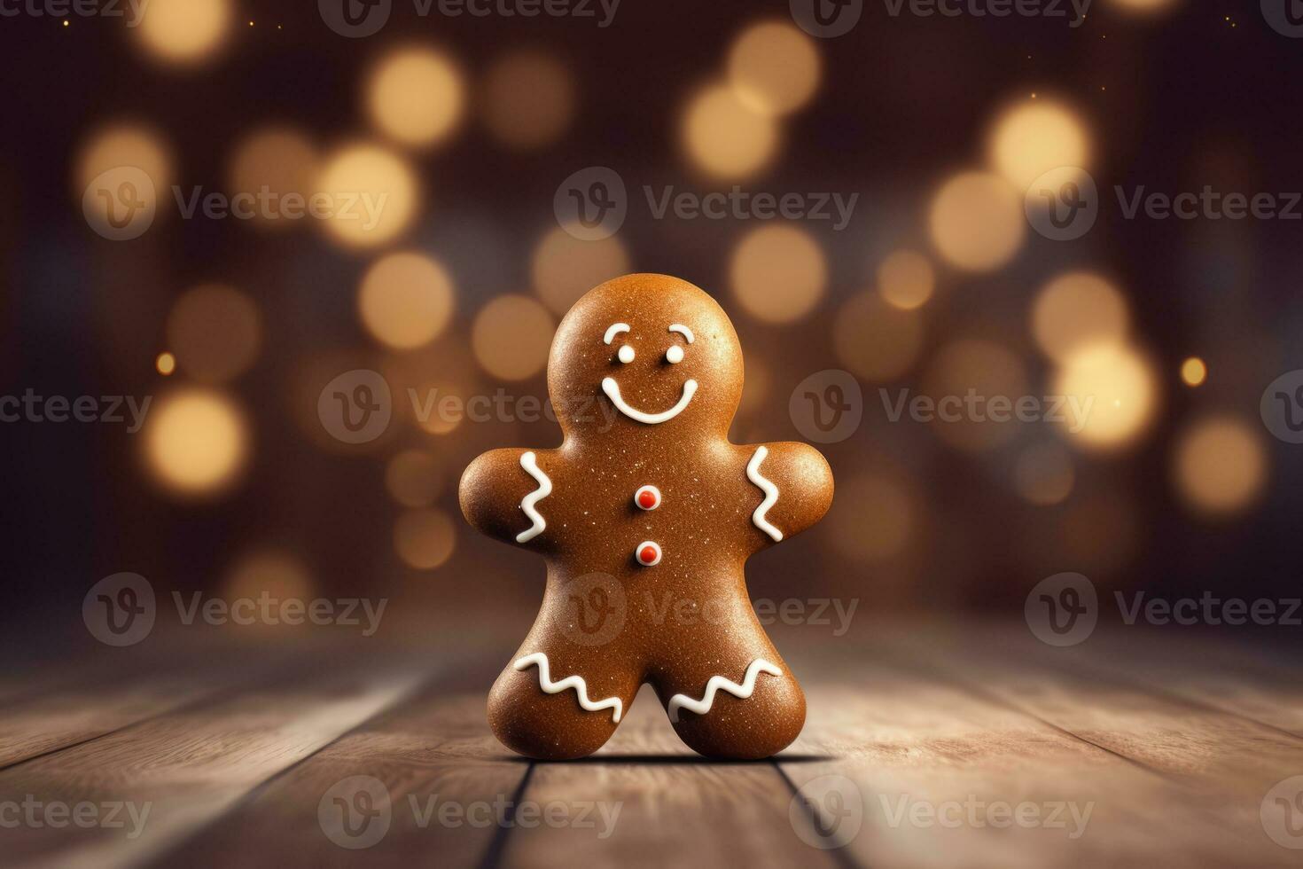 Christmas food. Gingerbread man cookies in Christmas setting. Generative AI photo