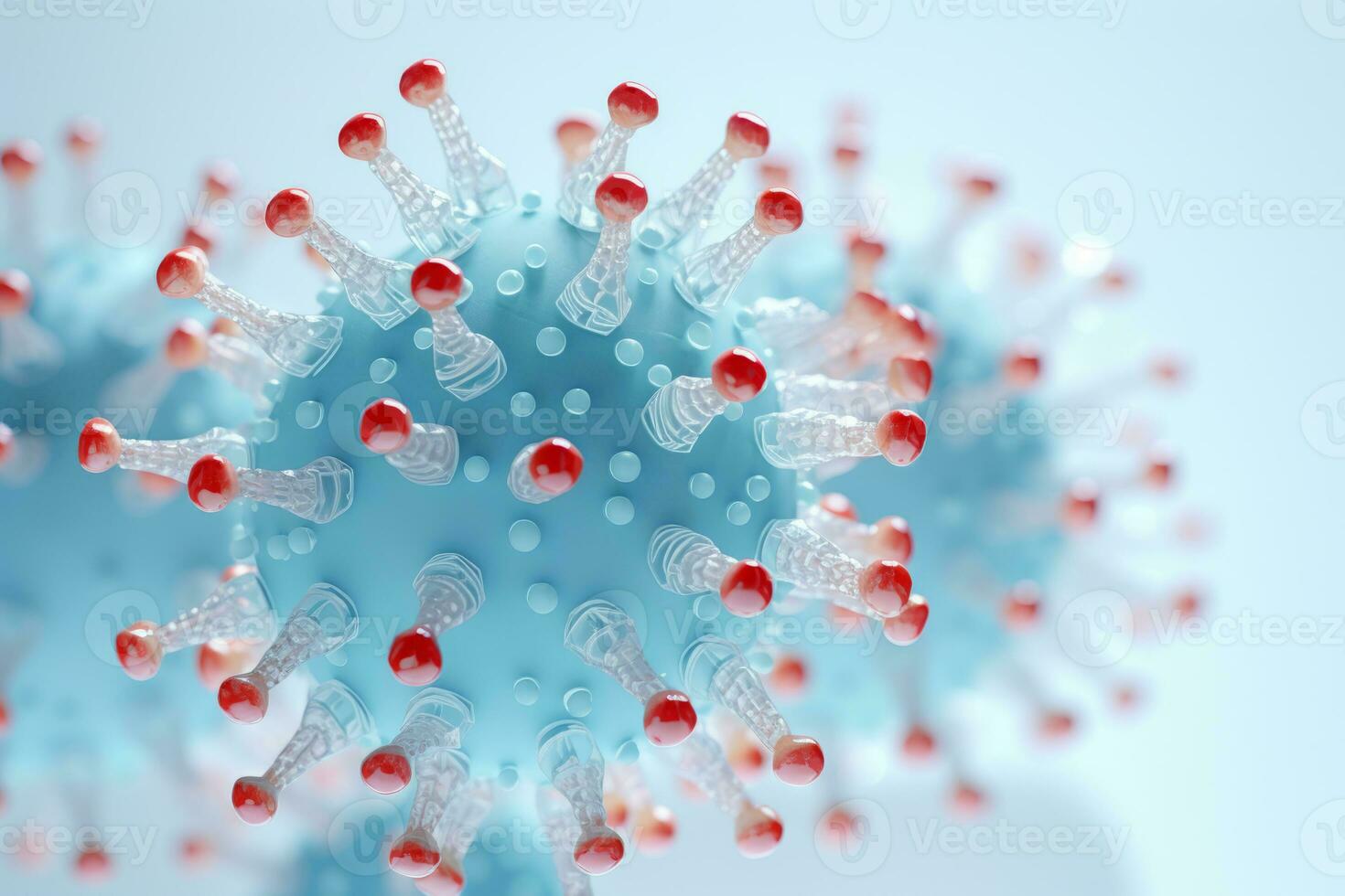 Virus molecule model with beautiful structure on a light background. Generative AI photo