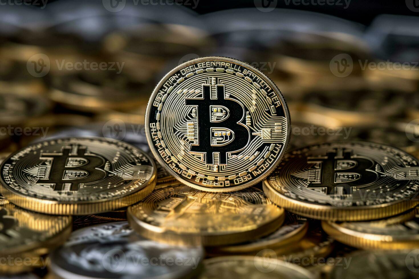 Bitcoin cryptocurrency. Currency technology business internet concept. Generative AI photo
