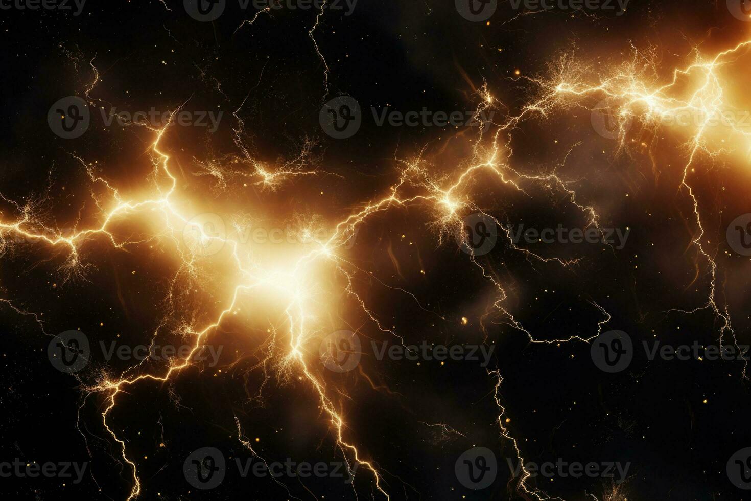 Flash of lightning on dark background. Thunderstorm. Generative AI photo