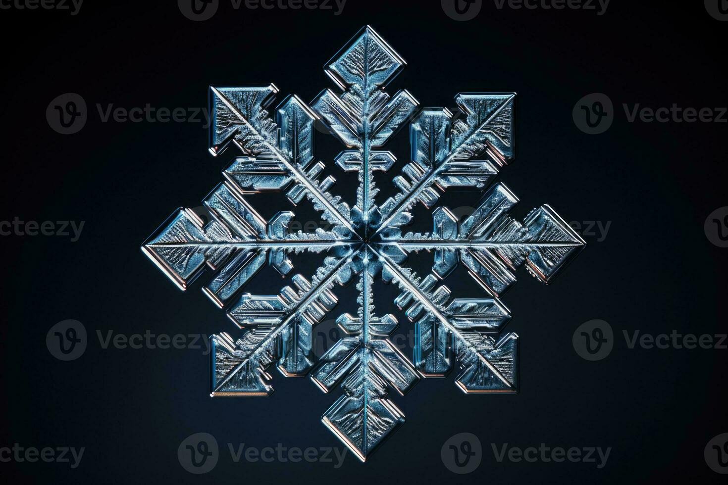 Snowflake on a dark blue background. AI generated photo