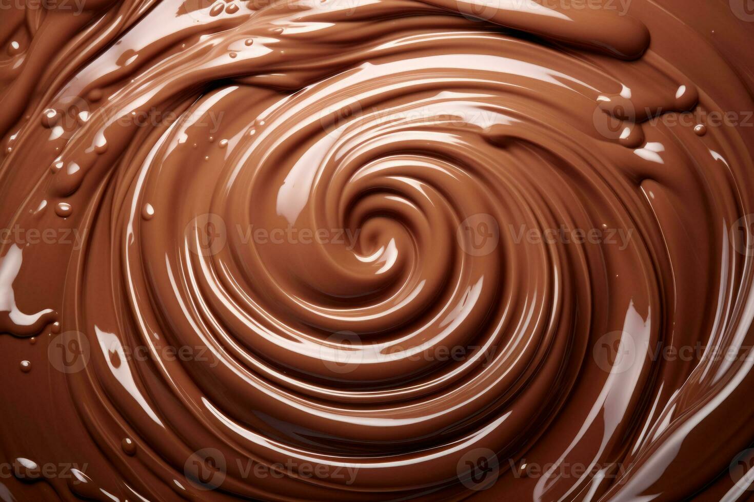 Chocolate milk swirl splash. Melted chocolate surface whirlwind. Generative AI photo