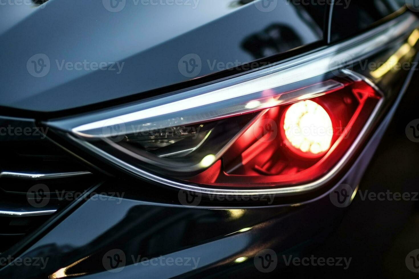 Lamp of modern car headlight. Close up view. Generative AI photo