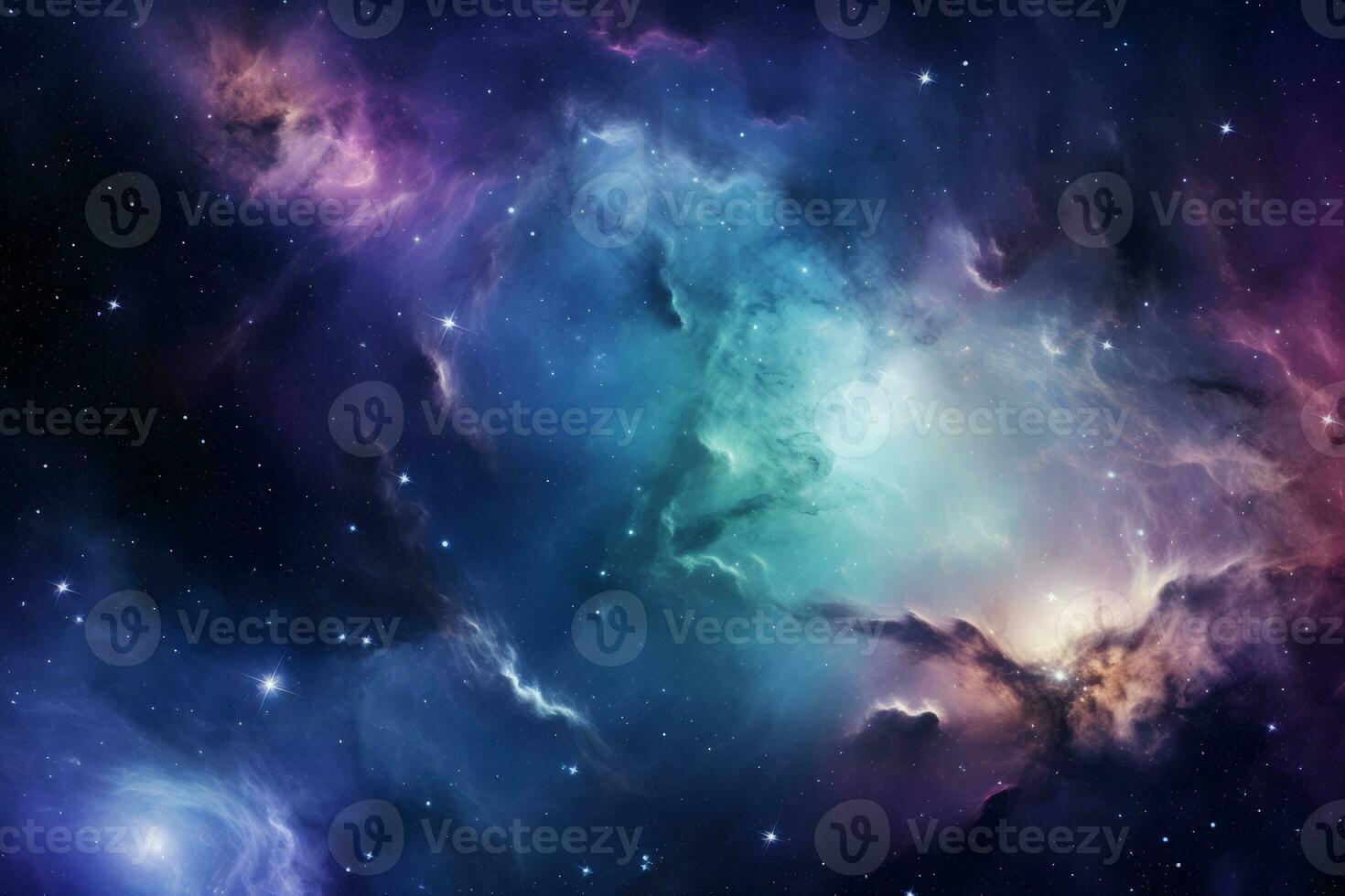 Celestial background in mesmerizing colors and patterns of a nebula in outer space. Generative AI photo