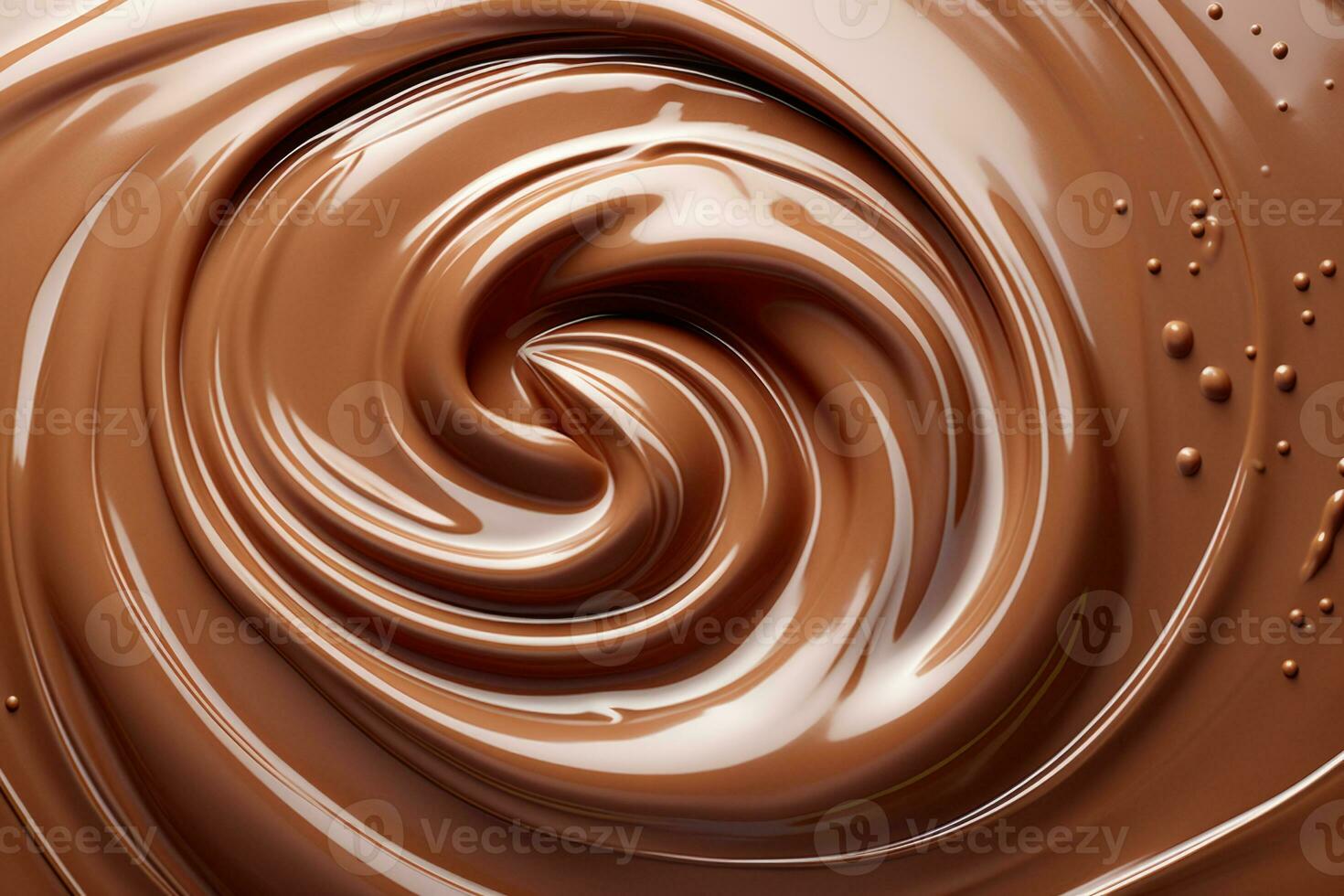 Chocolate milk swirl splash. Melted chocolate surface whirlwind. Generative AI photo