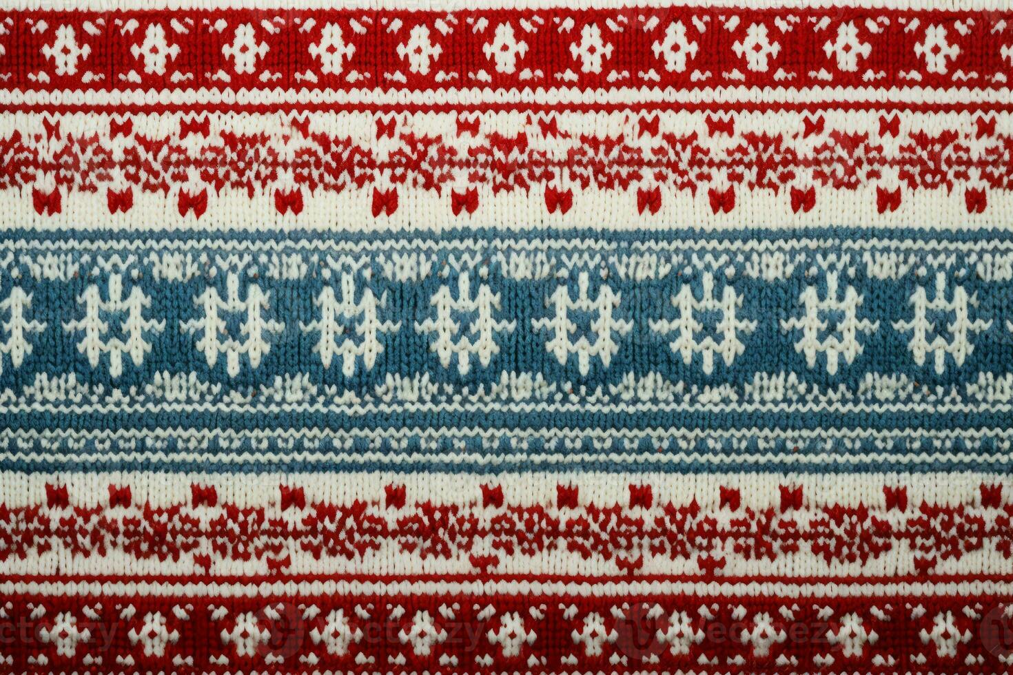 Retro handmade Christmas sweater knit texture. Generative AI photo