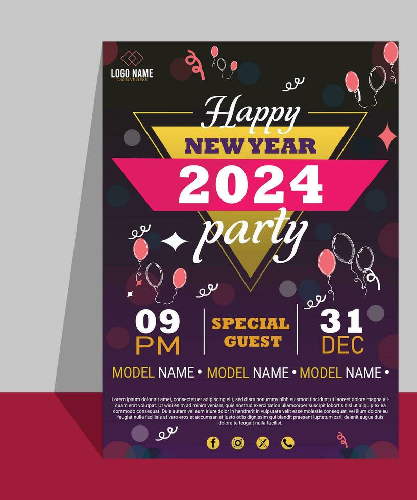 Happy New Year 2024, Flyer, Innovation Card Vector Design