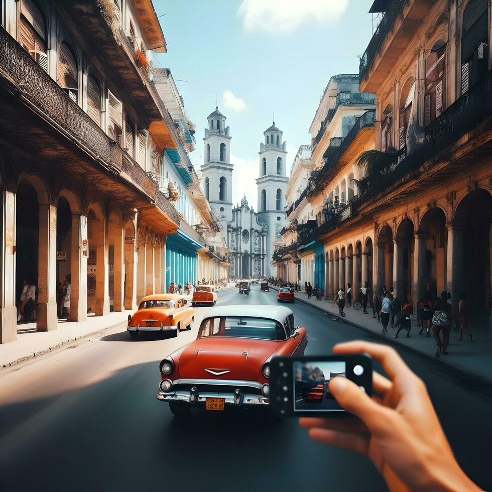 la habana encantador urbano Odisea, un visual exploración de de cuba icónico calles ai generado foto