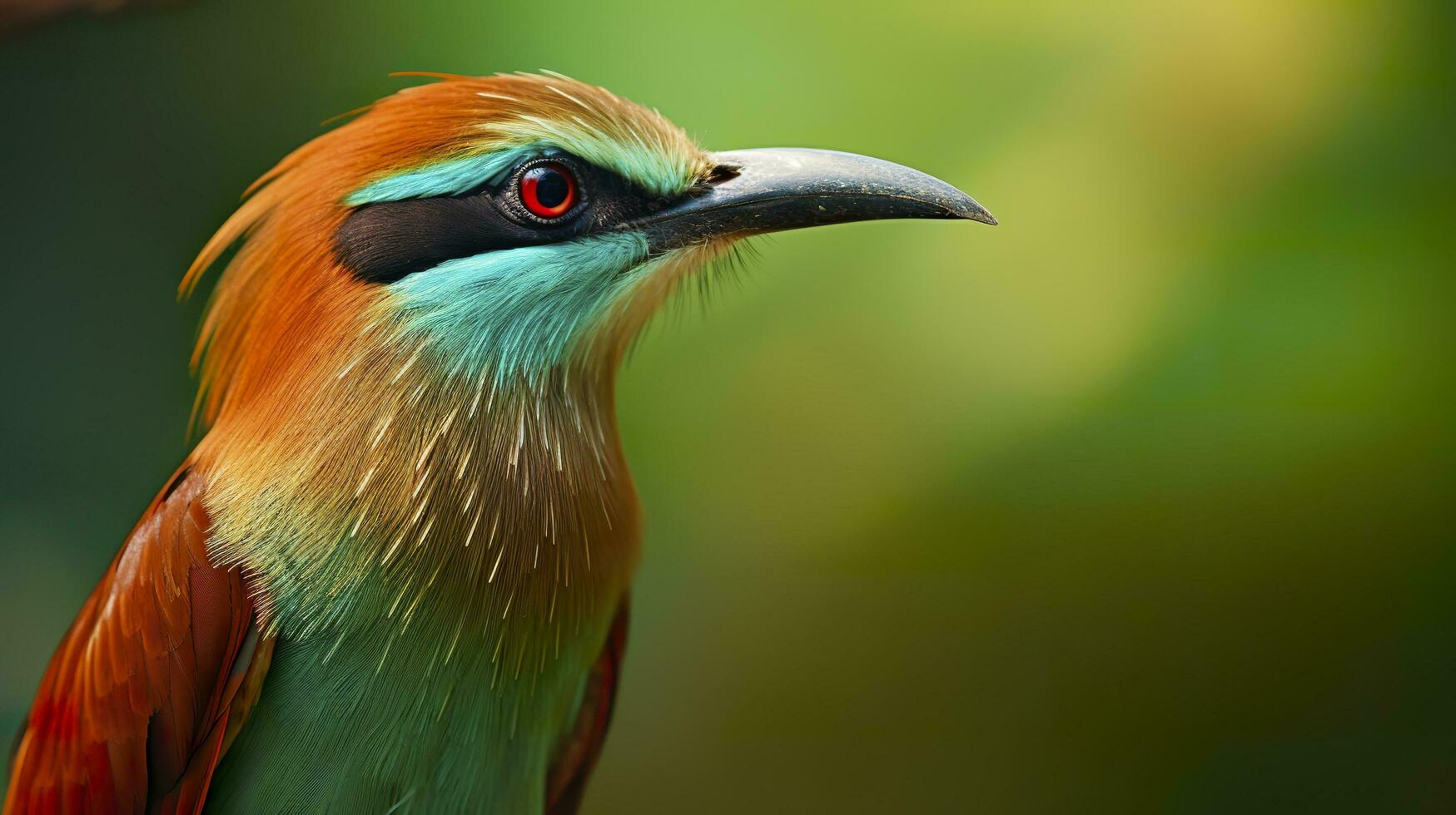 Turquoise Browed Motmot in vibrant colors. Generative AI photo