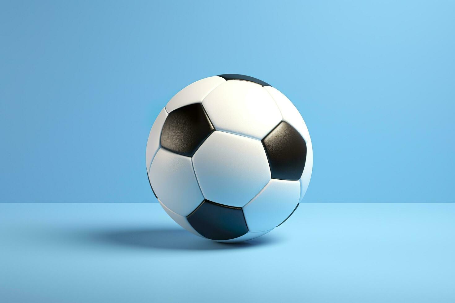 soccer ball on light blue background. Generative AI photo