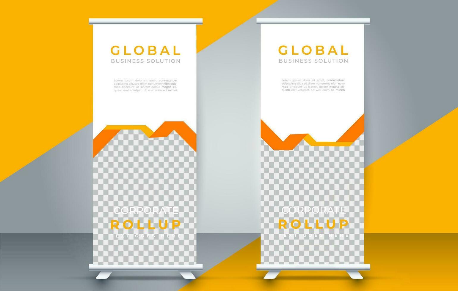 Modern roll up banner design template. flyer. pull up. presentation. brochure. poster. advertisement. print media vector