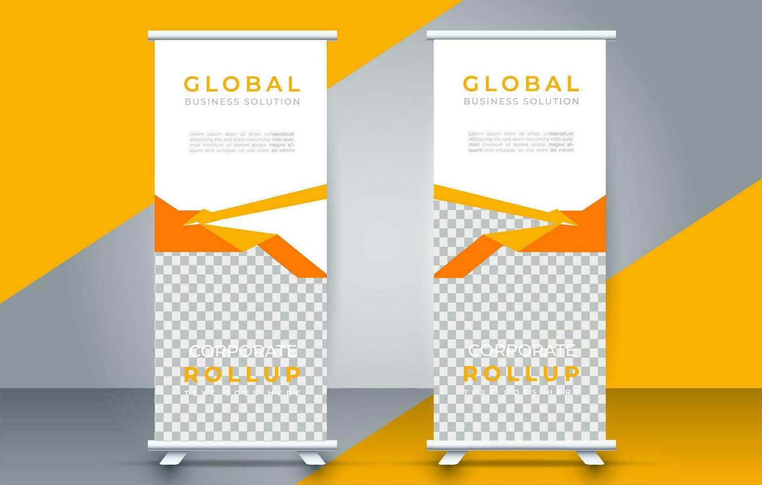 Modern roll up banner design template. flyer. pull up. presentation. brochure. poster. advertisement. print media vector