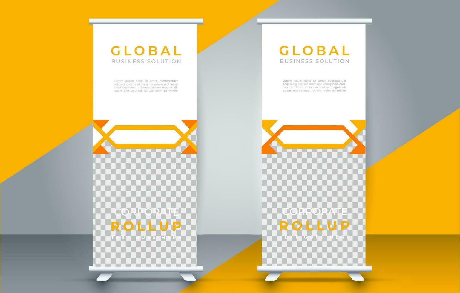 Modern roll up banner design template. flyer. pull up. presentation. brochure. poster. advertisement. print media vector