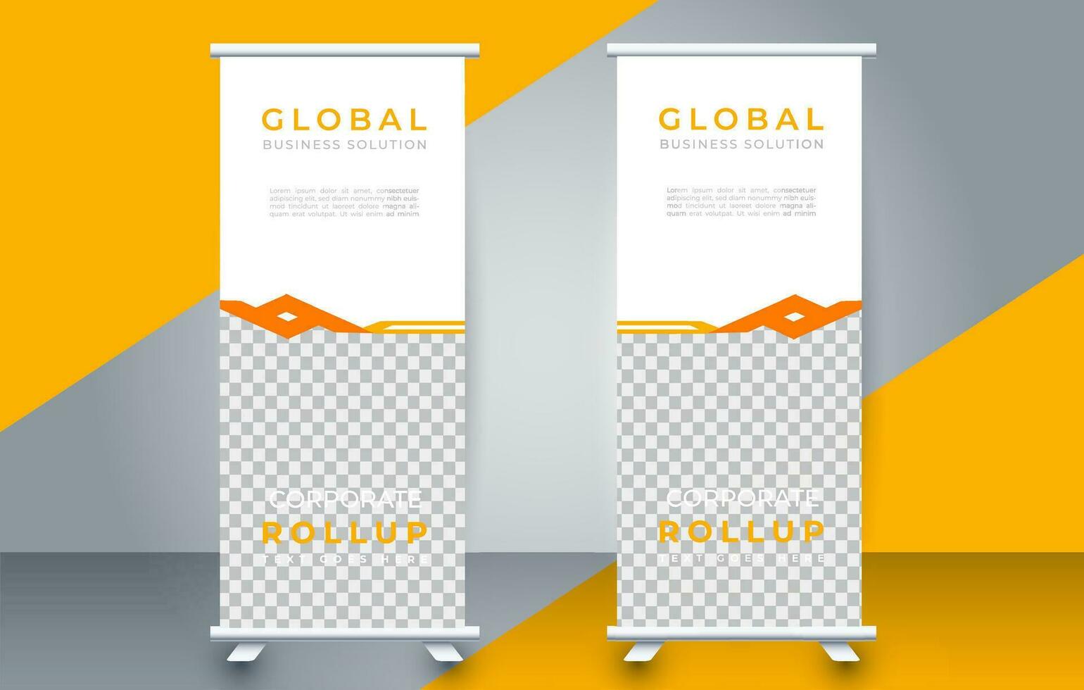 Modern roll up banner design template. flyer. pull up. presentation. brochure. poster. advertisement. print media vector