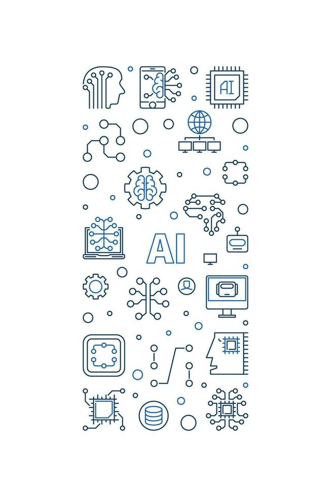 AI Artificial Intelligence concept vector outline vertical banner