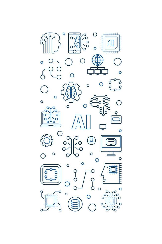 ai artificial inteligencia concepto vector contorno vertical bandera