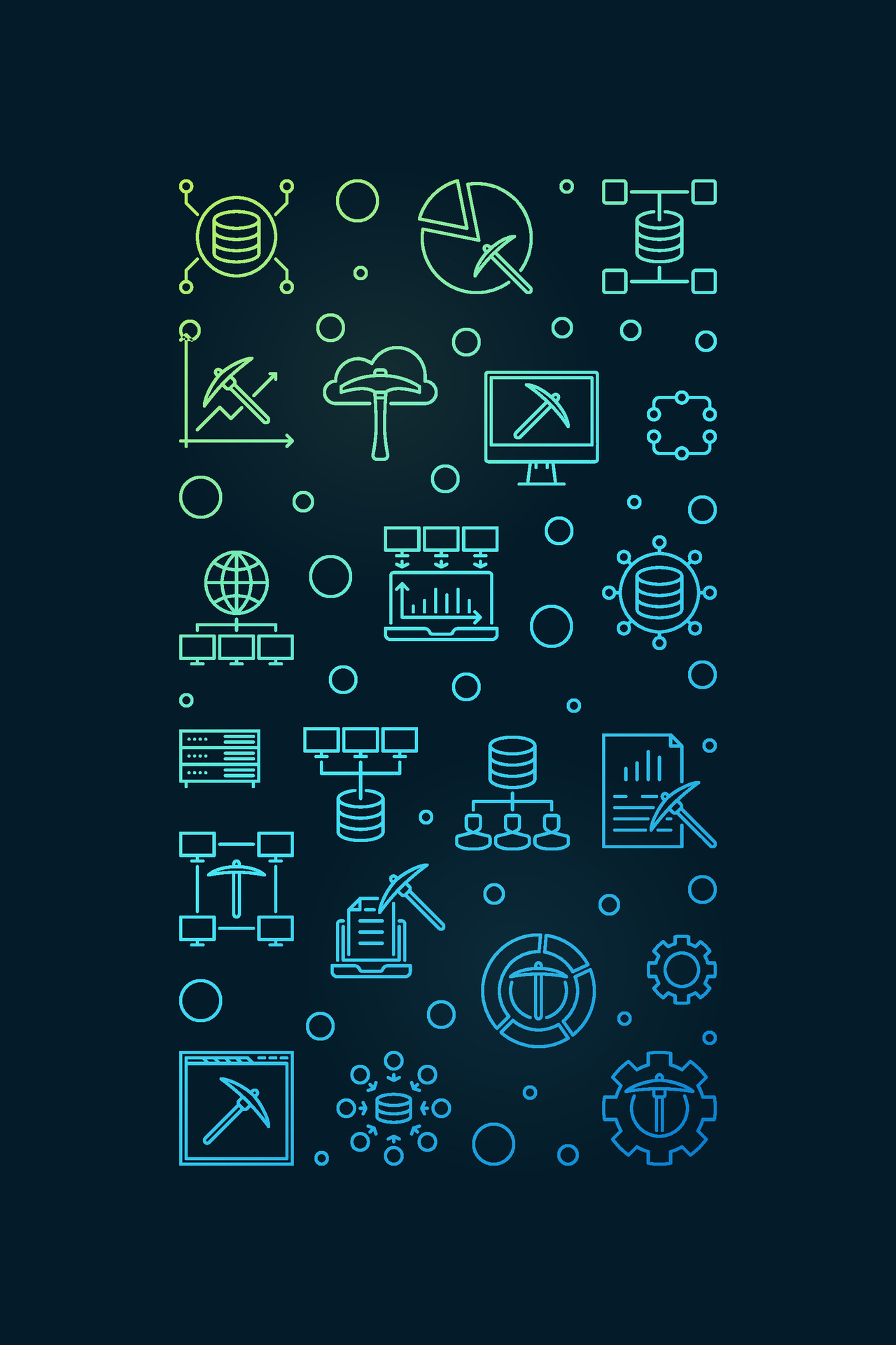 Data Mining Technology concept vector outline vertical colored banner ...