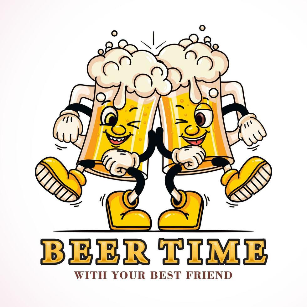 Beer glass toast. Suitable for logos, mascots, t-shirts, stickers and posters vector
